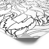 白黒ダリア花 ポスター (角)