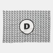 白黒ダルマの可愛いドット・モノグラム キッチンタオル (横)