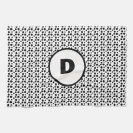 白黒ダルマの可愛いドット・モノグラム キッチンタオル