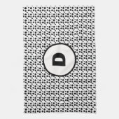 白黒ダルマの可愛いドット・モノグラム キッチンタオル (縦)