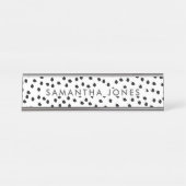 白黒ダルマチアスポットシンプルモダン デスクネームプレート (正面)