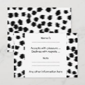 白黒ダルマチアプリントパターン。 出欠カード (正面/裏面)