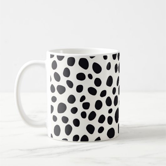 白黒ダルマチア犬の抽象芸術パターン コーヒーマグカップ (左)