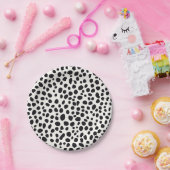 白黒ダルマチア犬の抽象芸術パターン ペーパープレート (パーティー)