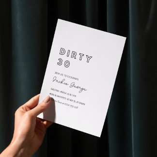 白黒ダーティ30歳の誕生日招待状 招待状