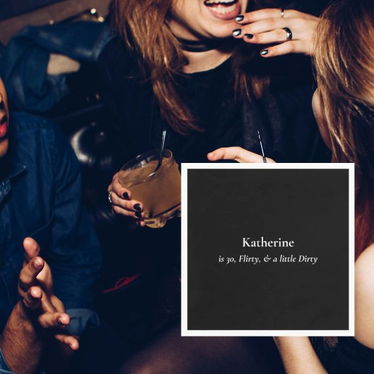 白黒ダーティ30誕生日パーティー スタンダードカクテルナプキン