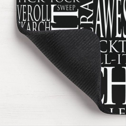 白黒チアリーティングの単語の雲のマウスパッド マウスパッド (コーナー)