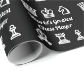 白黒チェスのゲームピースカスタム誕生日 ラッピングペーパー (ロールコーナー)