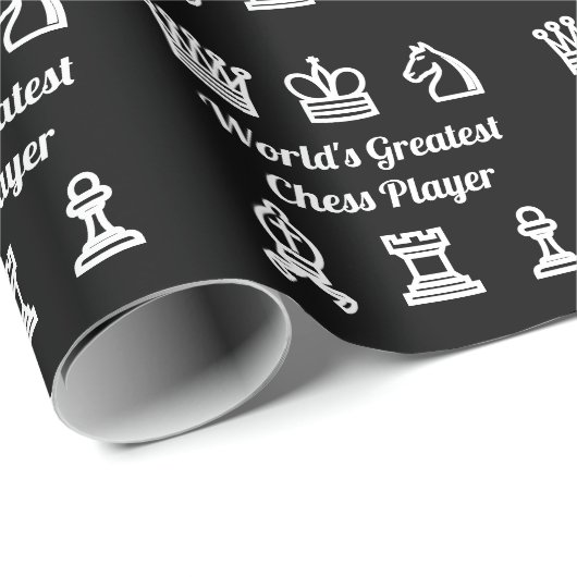 白黒チェスのゲームピースカスタム誕生日 ラッピングペーパー (ロールコーナー)