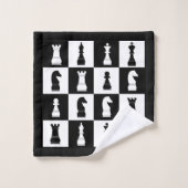 白黒チェスのゲーム姿 バスタオルセット (ウォッシュタオル)