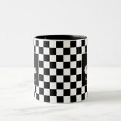 白黒チェスの二色コーヒーマグに描かれた白鳥 ツートーンマグカップ (中央)