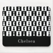 白黒チェスの姿パターン マウスパッド (正面)