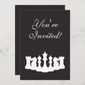 白黒チェスの誕生日パーティーの招待 招待状 (正面/裏面)