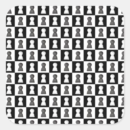 白黒チェスアロバーチェスボードパターン スクエアシール (正面)