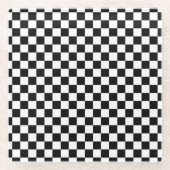 白黒チェスデジタルプリント ガラスコースター (正面)