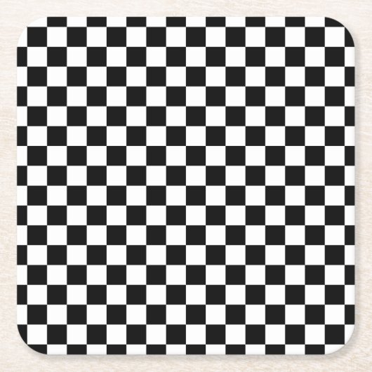 白黒チェスデジタルプリント スクエアペーパーコースター (正面)