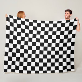 白黒チェスデジタルプリント フリースブランケット