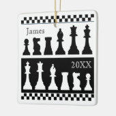 白黒チェスピーススクエアオーナメント セラミックオーナメント (左)