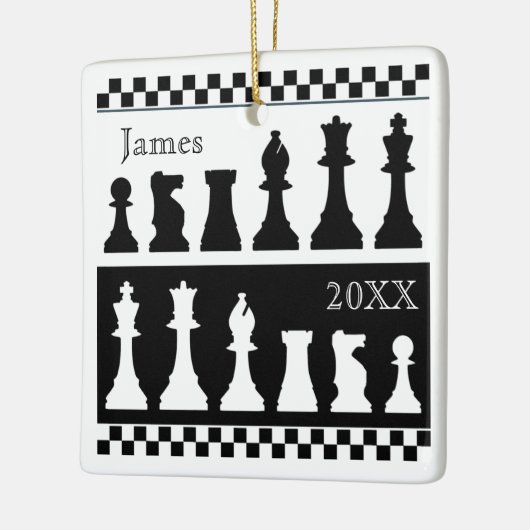 白黒チェスピーススクエアオーナメント セラミックオーナメント (左)