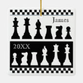 白黒チェスピーススクエアオーナメント セラミックオーナメント (裏面)