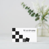 白黒チェスボードプロフェッショナル スタイリッシュ 名刺 (スタンド正面)