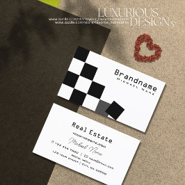 白黒チェスボードプロフェッショナル スタイリッシュ 名刺