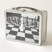 白黒チェスボード メタルランチボックス (正面)