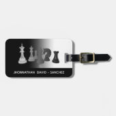 白黒チェスモダントラベ男らしル ラゲッジタグ (正面横)