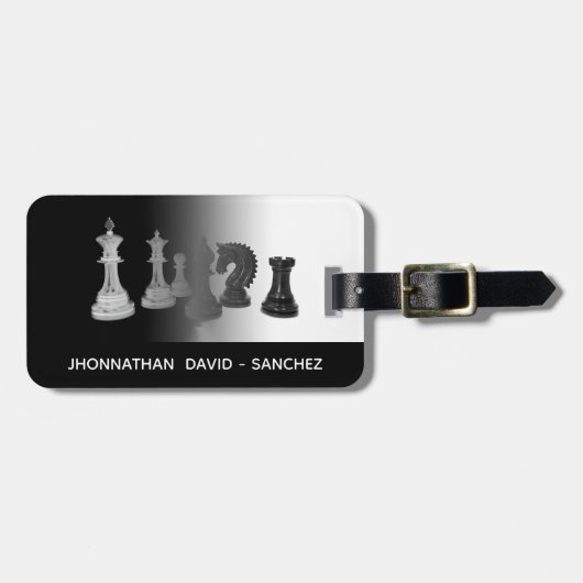 白黒チェスモダントラベ男らしル ラゲッジタグ (正面横)