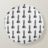 白黒チェス姿リノカットキング ラウンドクッション (裏面)