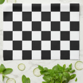 白黒チェス市松模様にレトロ キッチンタオル (折り畳み)