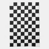 白黒チェス市松模様にレトロ キッチンタオル (縦)