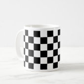 白黒チェス盤パターン コーヒーマグカップ (正面左)