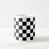 白黒チェス盤パターン コーヒーマグカップ (中央)