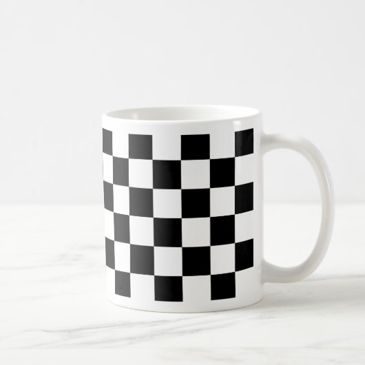 白黒チェス盤パターン コーヒーマグカップ (右)