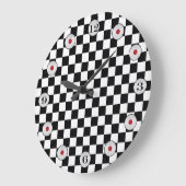 白黒チェッカークラシックボード(StAylor) ラージ壁時計 (傾斜)