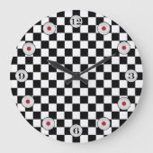 白黒チェッカークラシックボード(StAylor) ラージ壁時計 (正面)