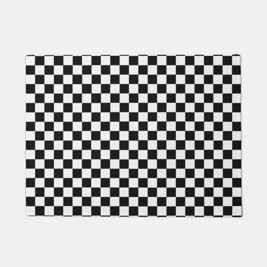 白黒チェッカーボクラシックード ドアマット (正面)