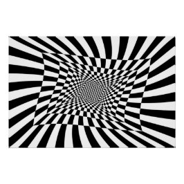 白黒チェッカーボサイケデリックード ポスター