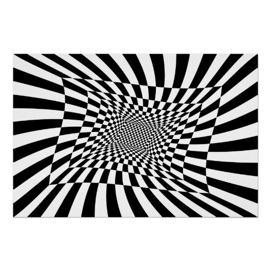 白黒チェッカーボサイケデリックード ポスター (正面)