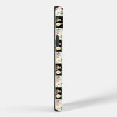 白黒チェッカーボードのシックなピンクの花 Case-Mate iPhoneケース (裏面 / 右)