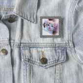 白黒チェッカーボードのフォトフレーム 缶バッジ (インサイチュ)