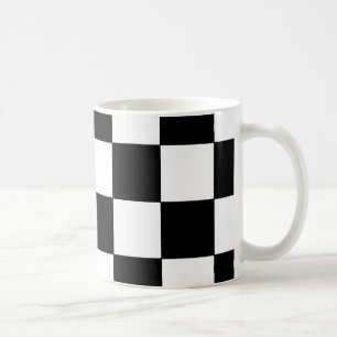 白黒チェッカーボードのレトロのヒップスター コーヒーマグカップ
