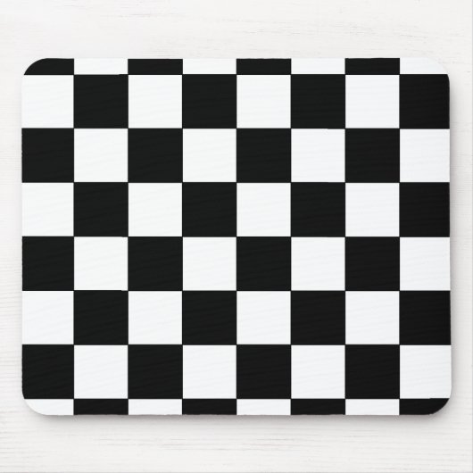 白黒チェッカーボードのレトロのヒップスター マウスパッド (正面)