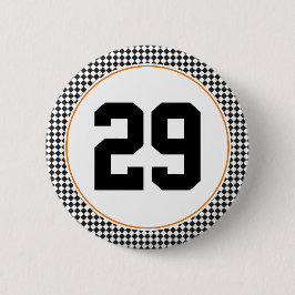 白黒チェッカーボードスポーツカラー番号 缶バッジ