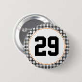 白黒チェッカーボードスポーツカラー番号 缶バッジ (正面&裏面)