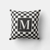 白黒チェッカーボードパターンモノグラム クッション (裏面)