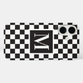 白黒チェッカーボードパターンモノグラム Case-Mate iPhoneケース (裏面 (横))