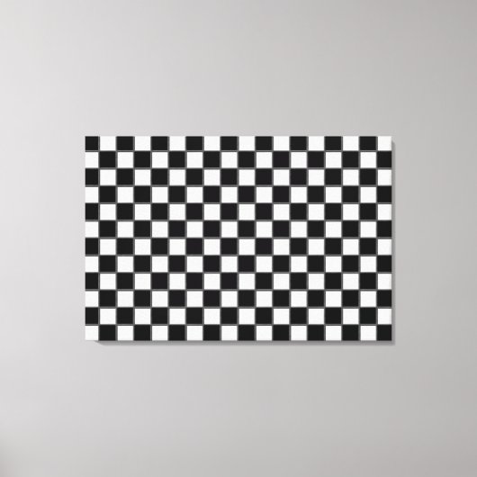 白黒チェッカーボードパターン キャンバスプリント (正面)