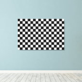 白黒チェッカーボードパターン キャンバスプリント (インサイチュ (ウッドフロア))